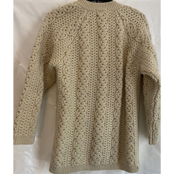 Vintage 60s Mr Poodle Size M Cream Cardigan Long Sleeve Knit 100% Wool Sweater - Picture 3 of 10
